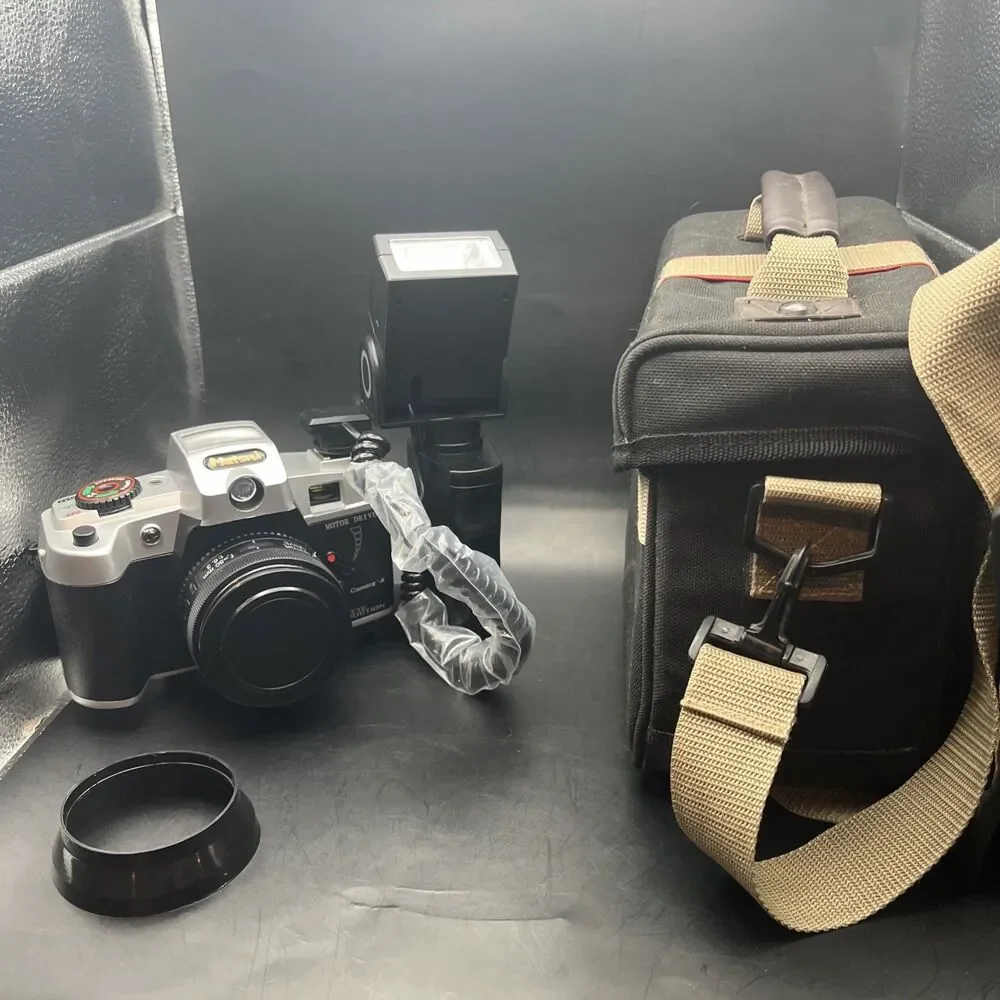 Vintage Mitsuba TC-5000D 35mm Film Camera + Motor Drive 50mm F/6.3 Lens + Case!